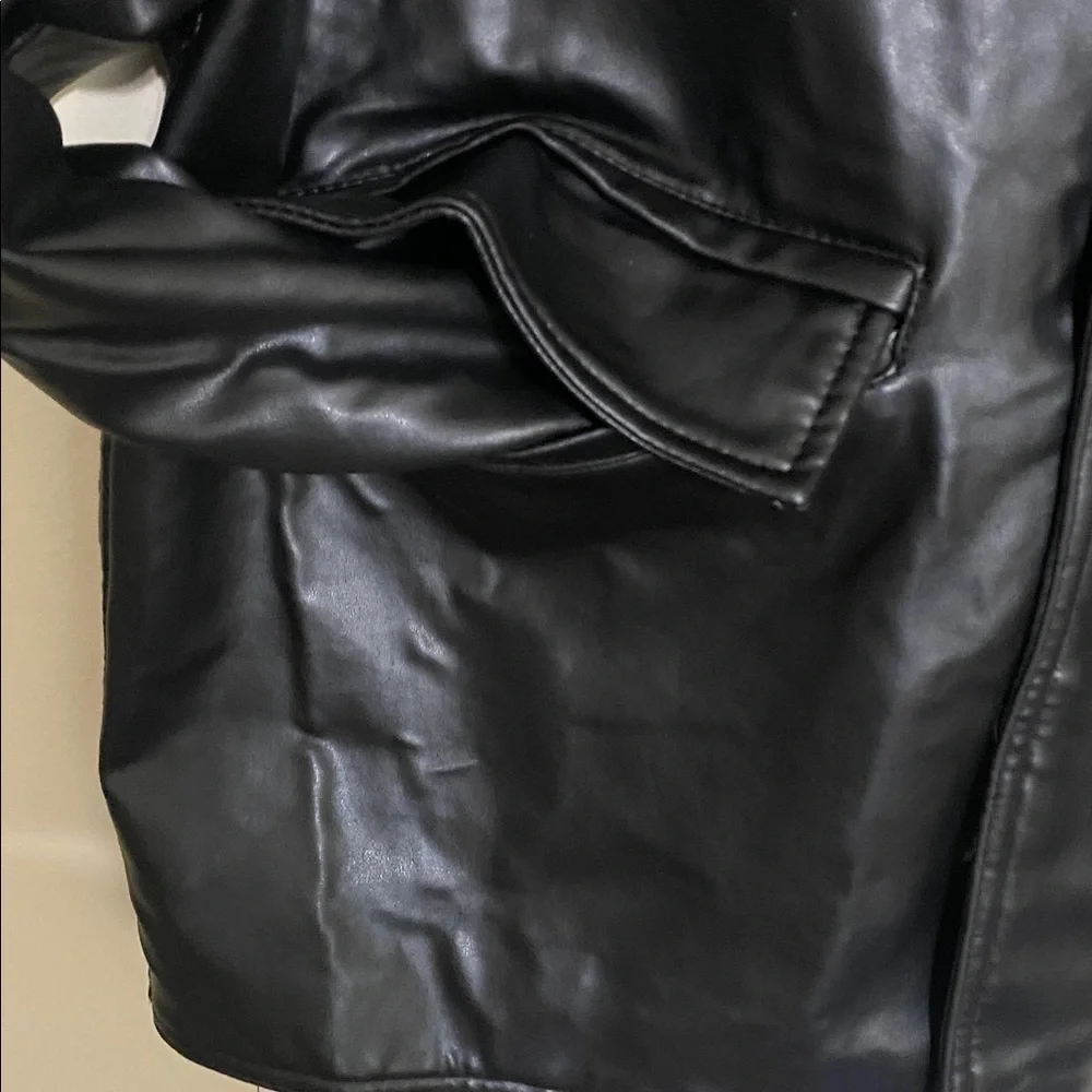 R.G.A Reported Black Leather Jacket coat men’ button down retro Y2K vintage XL